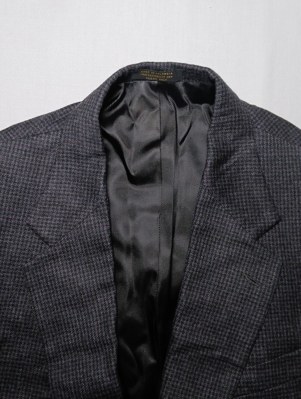 Oscar De La Renta Mens Wool Houndstooth Sport Coat 42L Gray Tweed